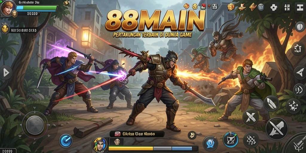 Screenshot 88MAIN menampilkan aksi pertarungan yang seru dan dinamis.