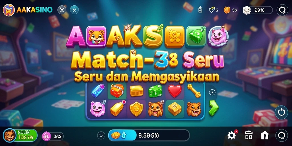 Tampilan gameplay menarik AAKASINO dengan simbol-simbol berwarna olahraga.