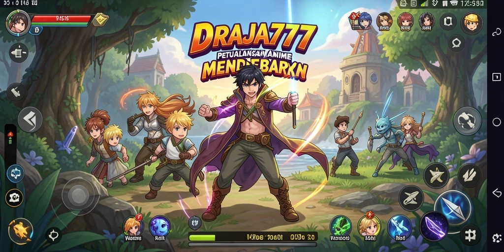 Tampilan gameplay DRAJA777 dengan karakter anime yang menarik.