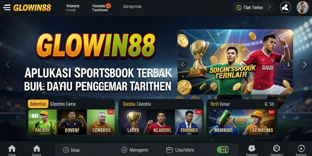 Tampilan dasar aplikasi GLOWIN88 dengan berbagai pilihan taruhan olahraga.
