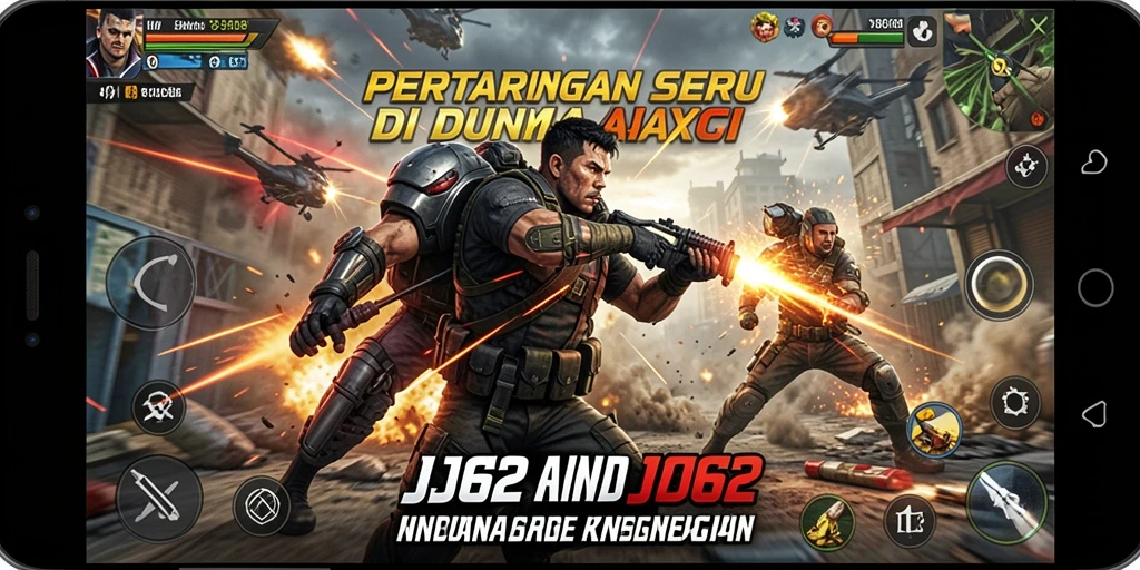 Screenshot gameplay JJ62 menampilkan pertarungan aksi yang intens.