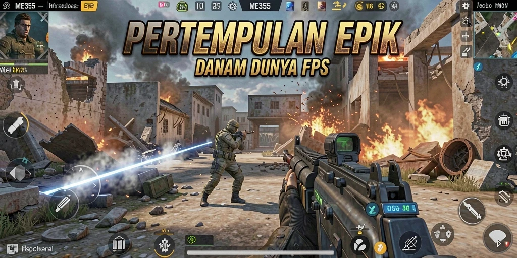 Tangkapan layar utama ME355 menampilkan aksi tempur yang mendebarkan dan grafis menawan.
