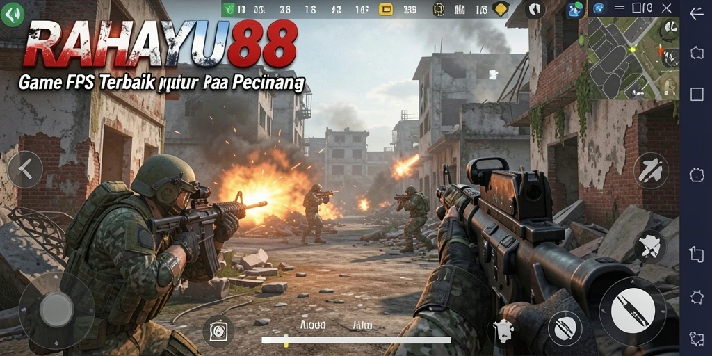 Screenshot menunjukkan aksi intens pertempuran dalam RAHAYU88.