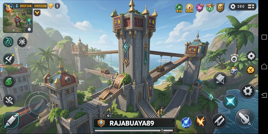 Tampilan menarik gameplay Tower Defense RAJABUAYA89.