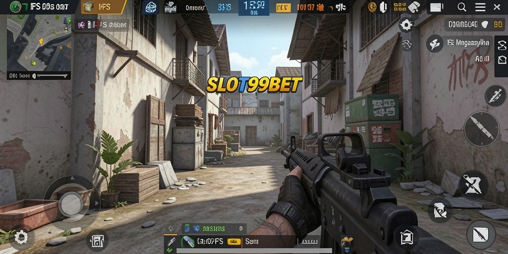 Tangkapan layar gameplay SLOT99BET dengan aksi tembak-menembak yang seru.