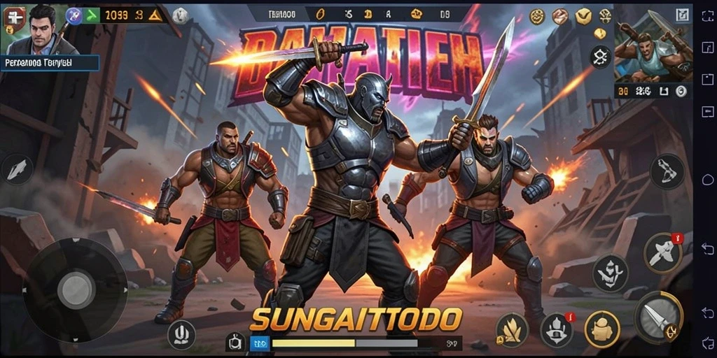 Tangkapan layar utama SUNGAITOTO menampilkan pertempuran seru di arena Battle Royale.