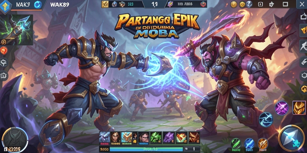 Screenshot WAK89 menunjukkan aksi intens dalam permainan MOBA.