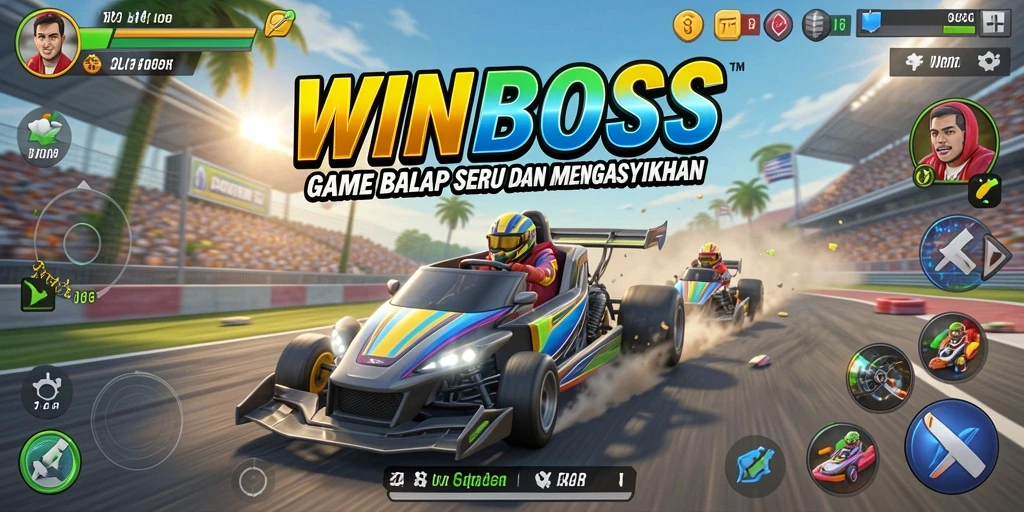 Tampilan gameplay balap yang mendebarkan dari WINBOSS.